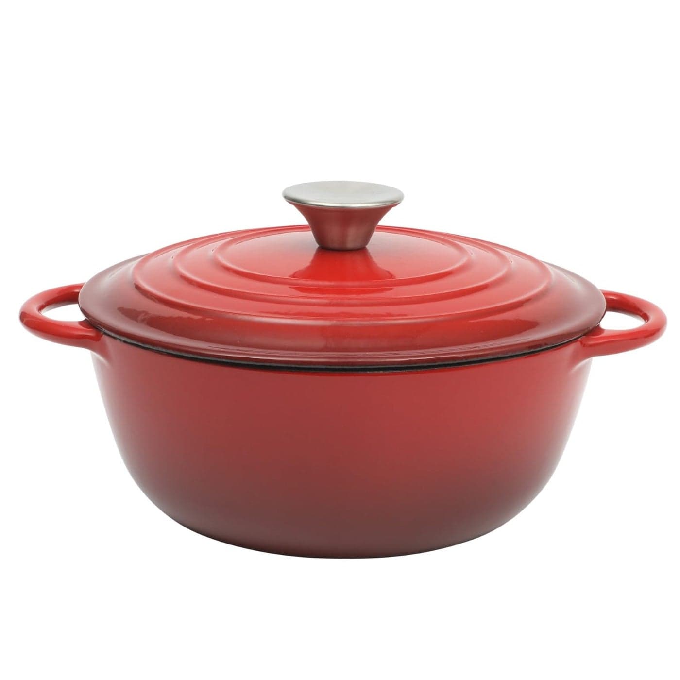 Gibson Home Addlestone 265 Quart Round Enamel Cast Iron Dutch Oven Pot With Lid Dual Handles Red