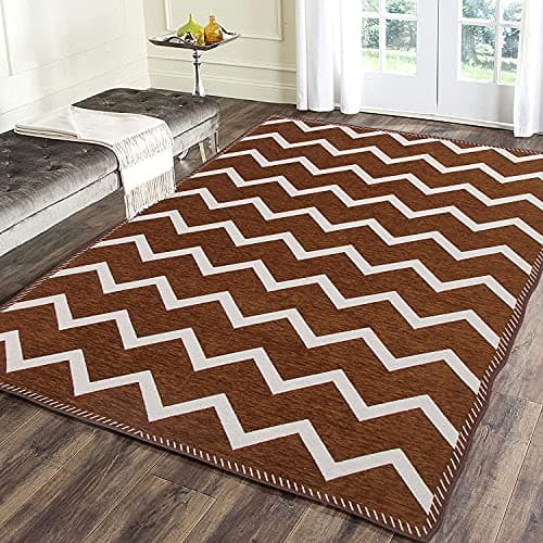 Sparrow World Attractive Chennille Living Room Carpet,Area Rug,Durries,BedCover || 3X5 FEET || (Coffee)
