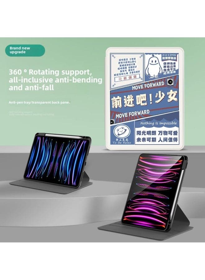 Applicable 360-degree Rotating For Huawei Tablet Matepad11.5 Protective Case 11 With Pen Slot Glory Acrylic Shell-Color:【Rotating Anti-bending】 Forward Girl-Applicable Model:MatePad 11 【2023 Models】】