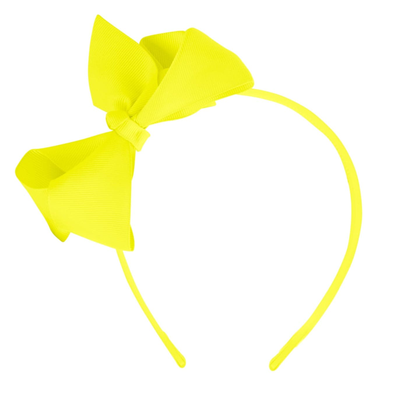 Little Girls Neon Headband With Side Grosgrain Bow Neon Yellow