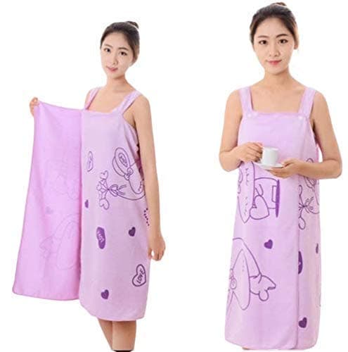 Styxon Bath Towel Wrap Women Luxury Cozy Coral Fleece Highly Water Absorbent Beach Spa Gym Bathrobes Slip Up Tube Dress Nightwear Sleepdress Purple