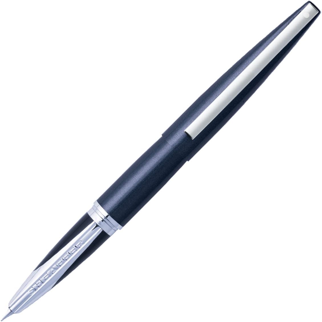 Sheaffer Taranis Fine Nib Fountain Pen Diamond Dust Blue Chrome Trim E0944543PB2