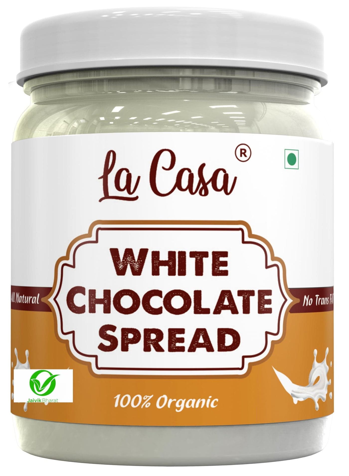 La Casa White Chocolate Spread | Vegetarian | All Natural Ganache | No Colors/Essence/Preservatives Used | 350g |
