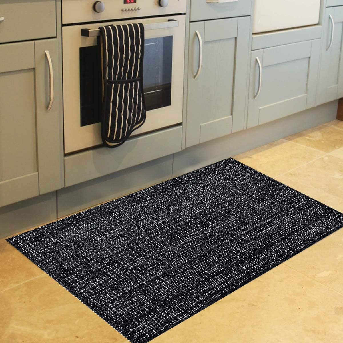 Seavish Black Kitchen Rug Small Bathroom Rug 2x3 Black and White Striped Rug Throw Rugs Washable Boho Porch Decor Indoor Outdoor Door Mat Welcome Mat for Entryway Front Porch