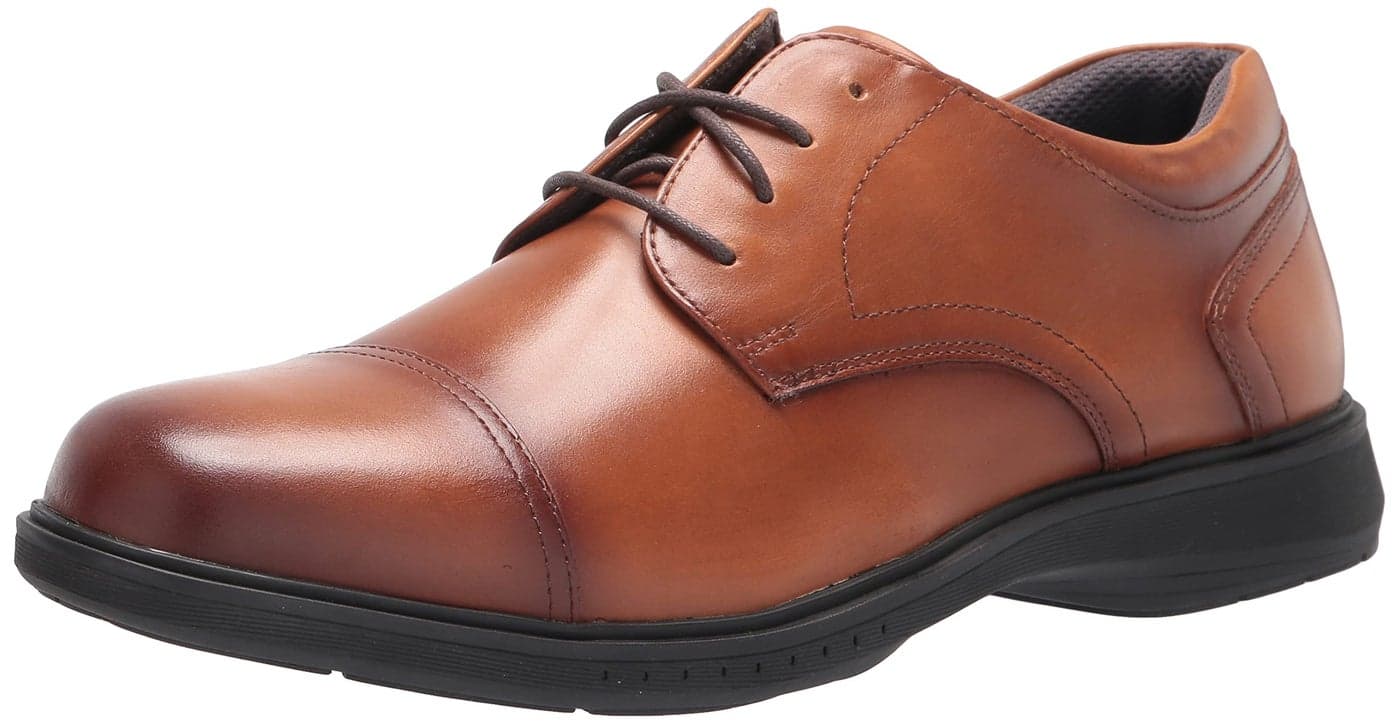 Nunn Bush Mens PRO Cap Toe Oxford with KORE Slip Resistant Comfort Technology Cognac 9 XWide