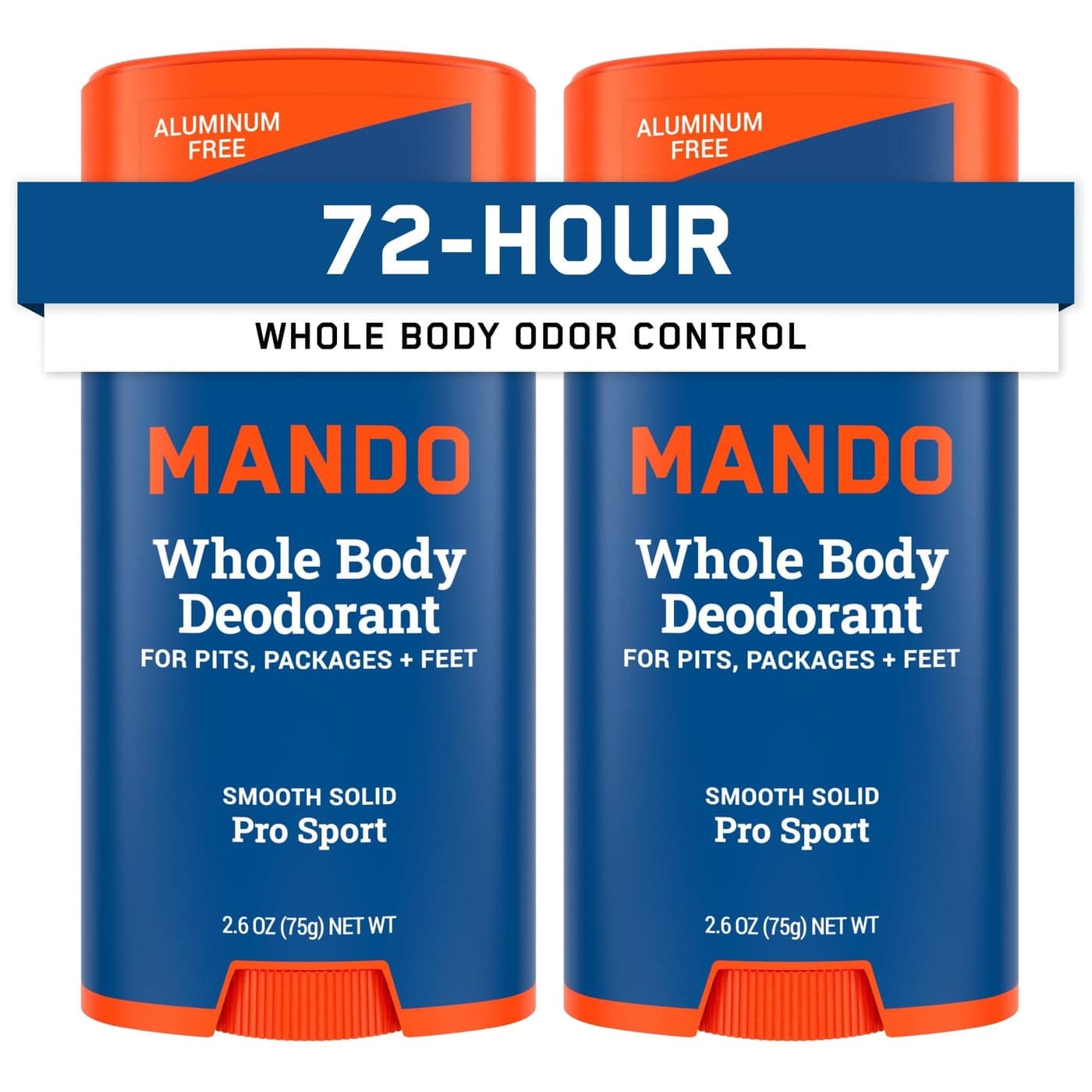 Mando Whole Body Deodorant For Men Smooth Solid Stick 72 Hour Odor Control Aluminum Free Baking Soda Free Skin Safe 26 ounce Pack of 2 Pro Sport