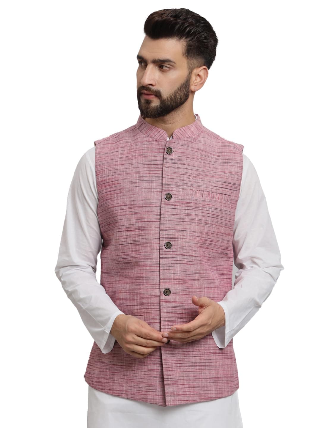 LATEST CHIKAN Men's Traditional Cotton Solid Nehru Jacket/Waistcoat -SADRI-NK-P-44