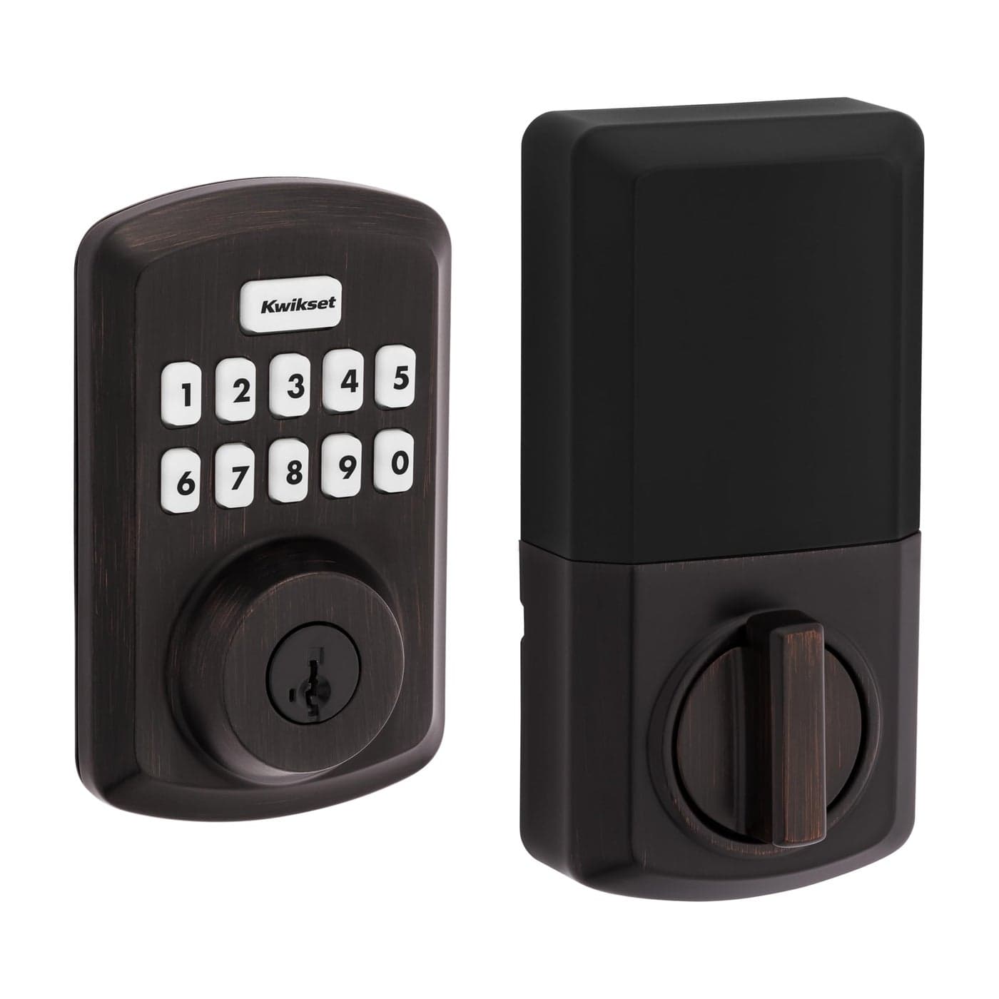 Kwikset Powerbolt 250 10Button Keypad Venetian Bronze Transitional Electronic Deadbolt Door Lock Featuring Convenient Keyless Entry Customizable User Codes and Auto Locking