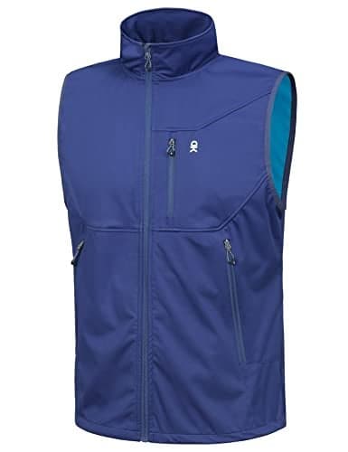 Little Donkey Andy Men's Lightweight Softshell Vest, Windproof Sleeveless Jacket for Travel Hiking Running Golf Blue XXL