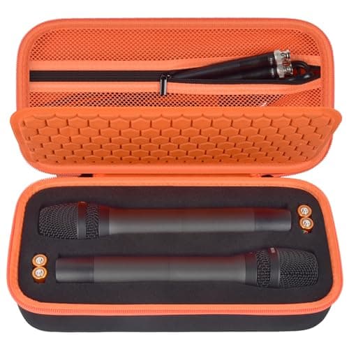 Wireless Microphone Case for JBL Wireless Two Microphone System for for JBL Partybox DIY - Sized Mic Case Fits from 8.25-10.5In Handheld Dual Mic, Recivers, Audio Cable, Power Cord-Orange(Box Only)