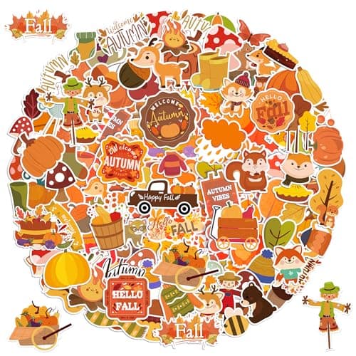 LINAYE 150 Pcs Fall Stickers NonRepeating Waterproof Adhesive Vinyl Cute Autumn Fall Thanksgiving Stickers Pack for KidsThanksgiving Party Favors Gifts for Boys Girls