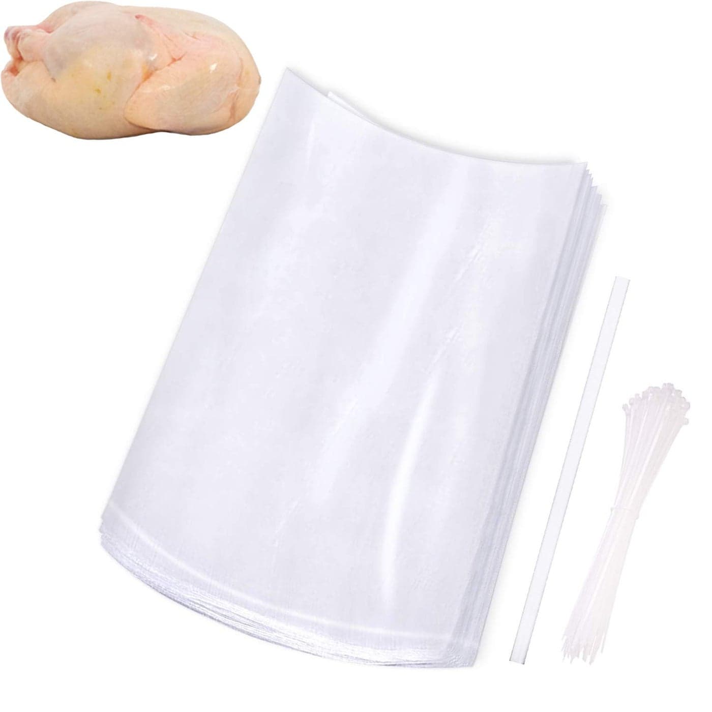Large Turkey Shrink Bags30 Pcs 16x30 Inches Clear Poultry Heat Shrink Bags Freezer with Zip Ties Silicone Straw for TurkeyChickensRabbits