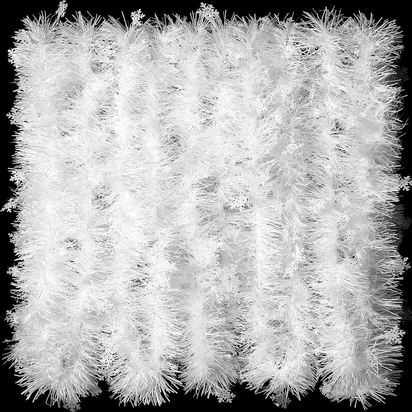 Eboot 6 Pieces 394 ft Christmas Tinsel Garland Mixed Color Metallic Twist Garland Santa Claus Chunky Tinsel Decoration for Xmas Party Supplies Christmas Tree DecorationsSnowflake