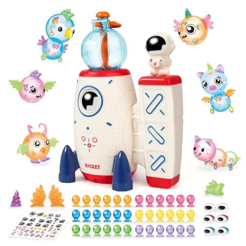 nicknack 195pcs Space Rocket DIY Balloons with Pump DIY Sticky Balloon Maker Toy Craft Kits for KidsMagic Balloon Kit with Bouncy Balloons Stickers Accessories Toy Gift for Kids Boys Girls Ages 3