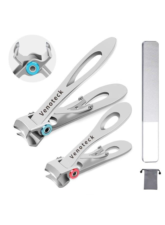 (Silver) - Nail Clippers Set,Fingernail Toenail Clippers for Thick Nails,Nail Clipper for Adult Men Women Seniors