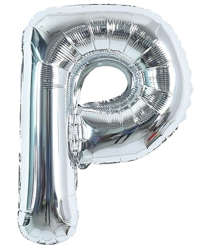 TONIFUL 40 Inch Large Silver Letter P Balloons Helium BalloonsFoil Mylar Big Letter Balloons for 2026 New Year Eve Graduation Wedding Baby Shower Birthday Party Anniversary Supplies Decorations