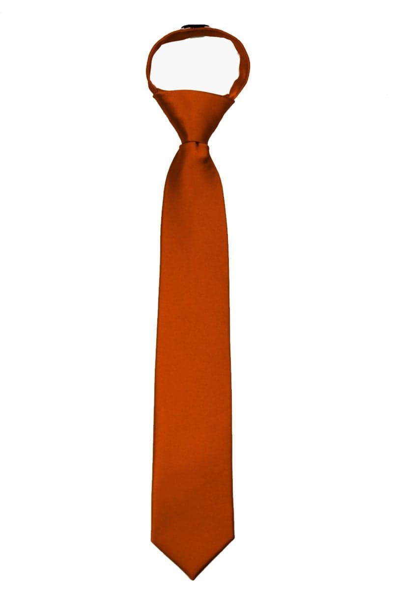 Buy Your Ties B-ZIP-ADF-27 - Boys Solid Formal Tuxedo 14 inch Zipper Necktie