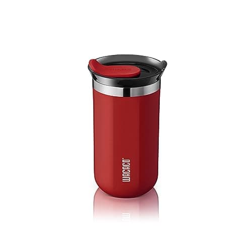 WACACO Octaroma Lungo Vacuum Insulated Coffee Mug, Double-wall Stainless Steel Travel Tumbler With Drinking Lid, 10 fl oz(300ml), Carmine Red