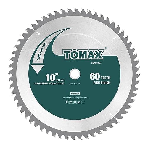 TOMAX 10-Inch 60 Tooth ATB Fine Finish Saw Blade with 5/8-Inch Arbor