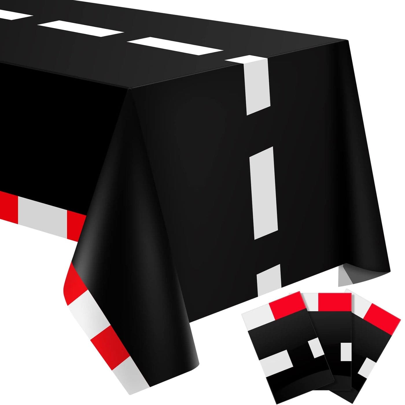 Moukeren 3 Pcs Racing Car Plastic Table Cloths Race Car Birthday Party Supplies Racetrack Black Checkered Tablecloth Decor Disposable Rectangular Tablecloth for Baby Shower Home 54 x 108 Inch