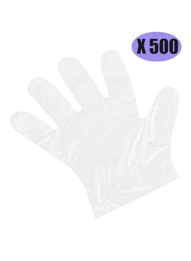 500-Piece Plastic Disposable Gloves Clear 23x26centimeter