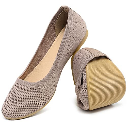 HEAWISH Comfortable Round Toe Flats Shoes Women, Slip On Ballet Flats for Women, Casual Women's Flats for Walking(Tan, US7)