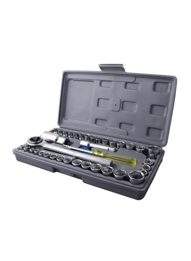 40-Piece Socket And Driver Set Grey/Silver/Yellow