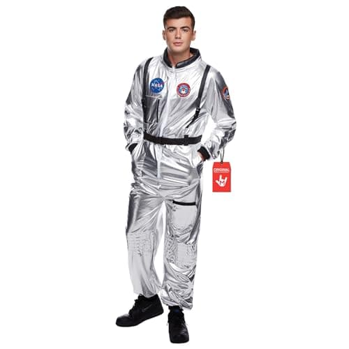 Morph Astronaut Costume Adult, Silver Space Suit Men, Mens Halloween Costume Astronaut Suits, Nasa Costumes Adult, Medium