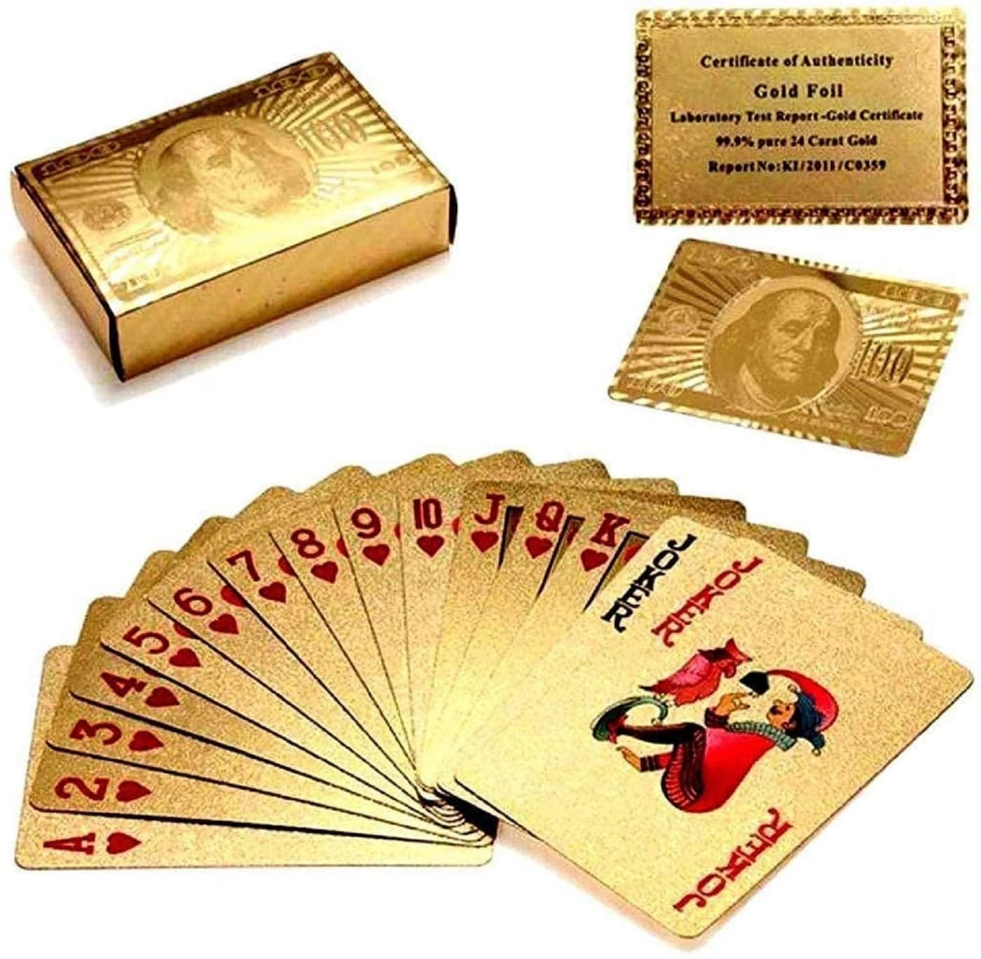 Peeplvalue Gold Plated Poker Playing Cards-Pure PVC Table Cards-Golden (Pack of 2)