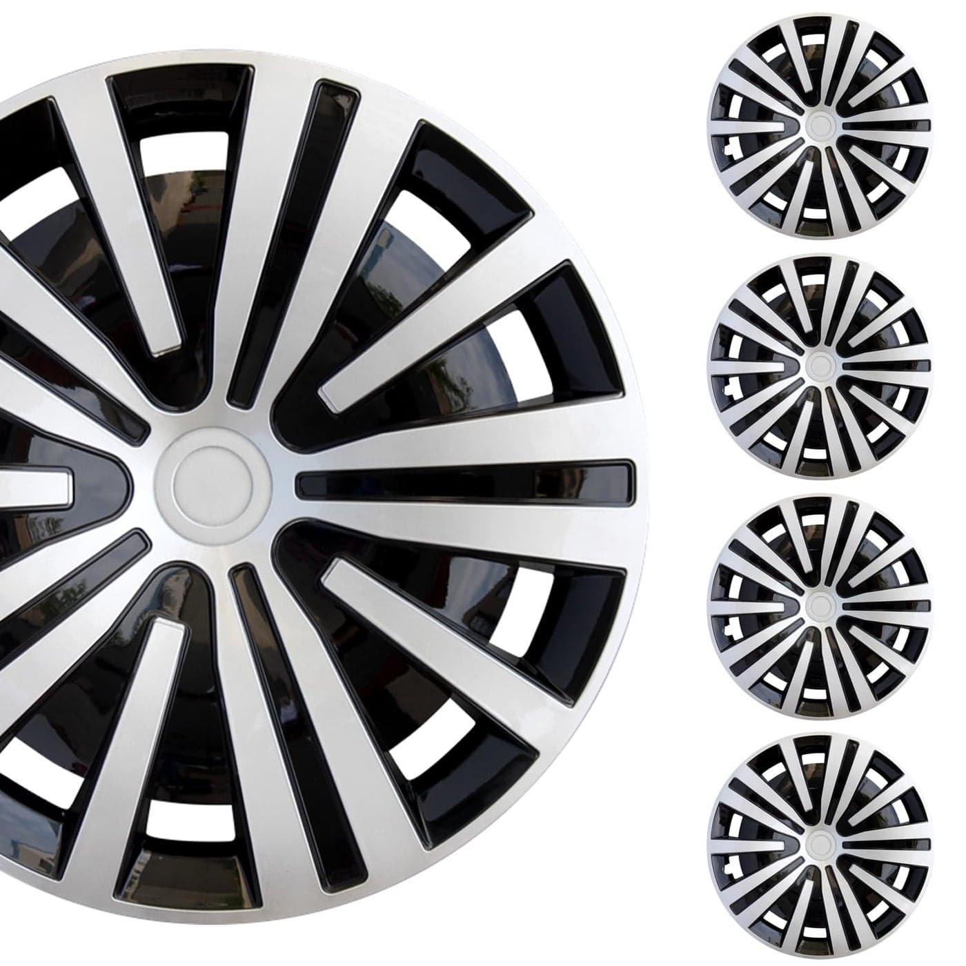 Hubcap Wheel Cover Replacement R16 Hub Caps Universal Wheel Rim Cover ABS Material Exterior Accessories Snap On Car Truck SUV Set of 4 16Inch SilverBlack