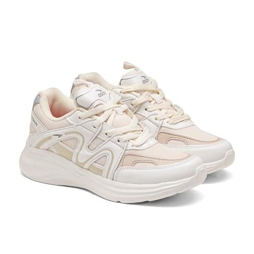 ASIAN Women s Blossom-18 Sneakers for Women & Girls | Lightweight, Stylish & Comfortable Casual Shoes with Memory Foam & Durable Grip | Perfect for Walking, Gym, College White Cream(WHTCREAM)-UK 5