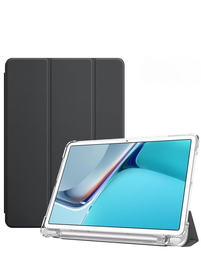 Case Compatible with Samsung Galaxy Tab A7 10.4 inch,Smart Slim Trifold Stand Auto Sleep/Wake Cover with Pencil Holder, Clear Transparent Back Shell