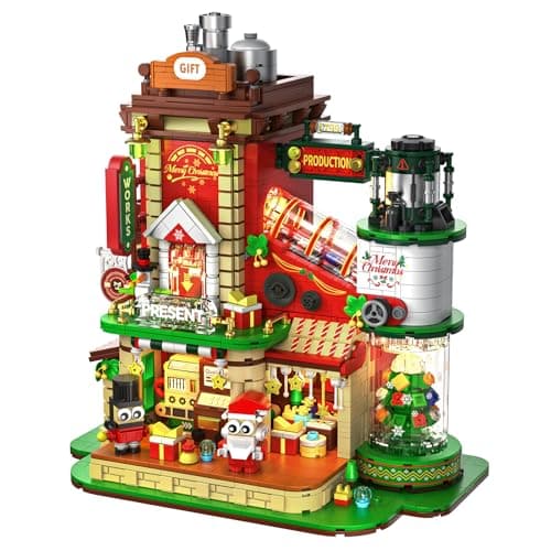 Christmas Factory Building Set with Light 2775PCS Christmas Village Decoration for Home Holiday House Kit with Rotating Xmas Tree Santa Advent Calendar 2025 for Adult Teen Boy Girls Gift Idea