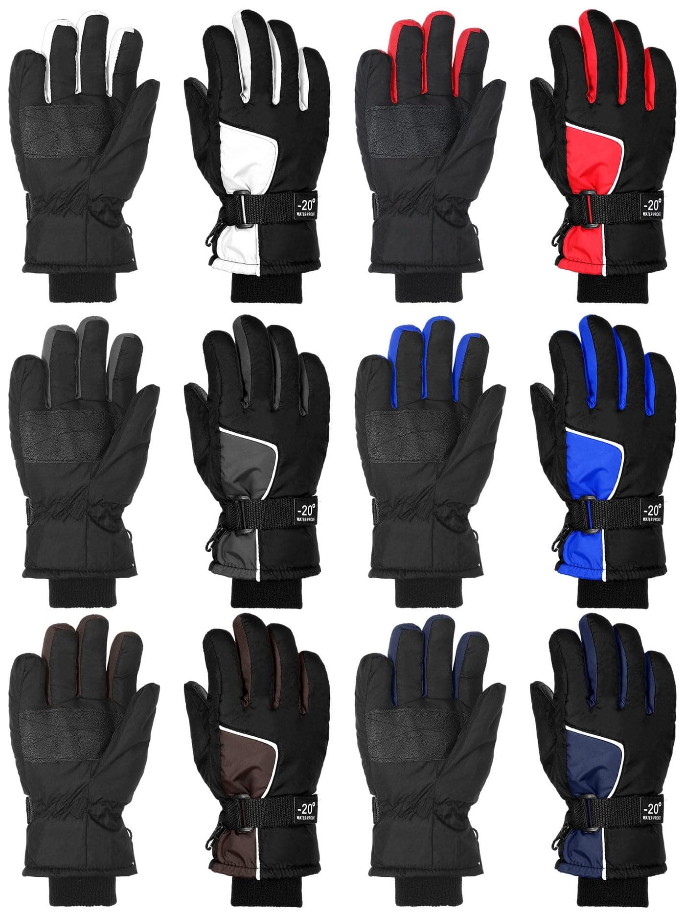 Bencailor 6 Pairs Winter Gloves for Kids Waterproof Boys Snow Ski Gloves Girls Warm Windproof Mittens for Children OutdoorRed White Blue Brown Brown Purple Blue812 Years