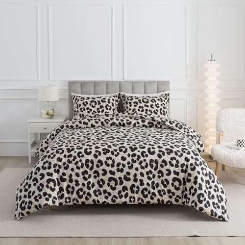 Caressma Safari Leopard Cheetah Print Comforter Set, Full Size 3 Pieces for All Seasons, Ultra Soft Microfiber, Untamed Wilderness Style Comforter with Pillowshams