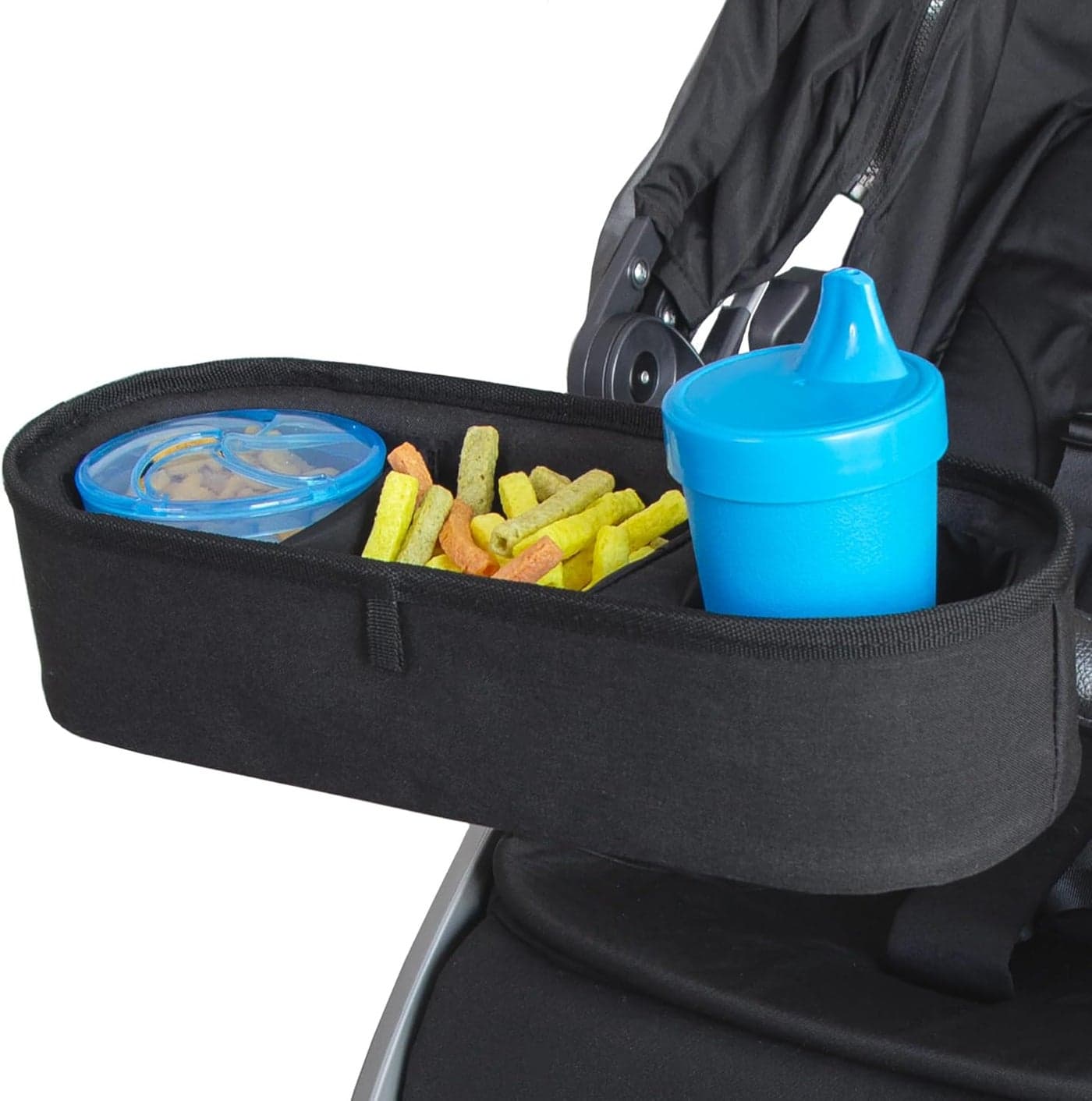 Habitat Universal Stroller Snack Tray with Insulated Cup Holder Divided Compartment with Secure NonSlip Straps Stroller Snack Tray Attachment Fits Most Strollers