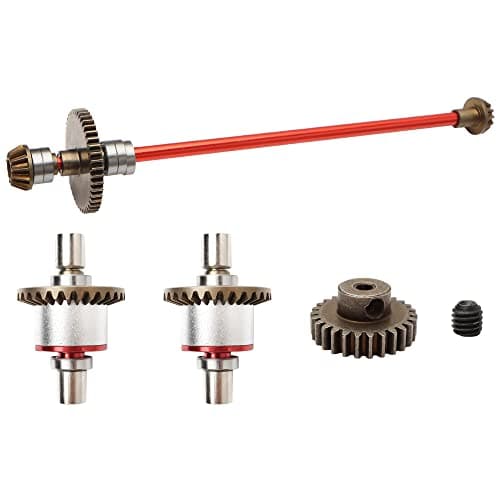 GDOOL Metal Differential Main Drive Shaft Upgraded Set Replacement Spare Parts Accessories Compatible with WLtoys 112 124016 124017 124018 124019 RC Car Upgrade Parts Red