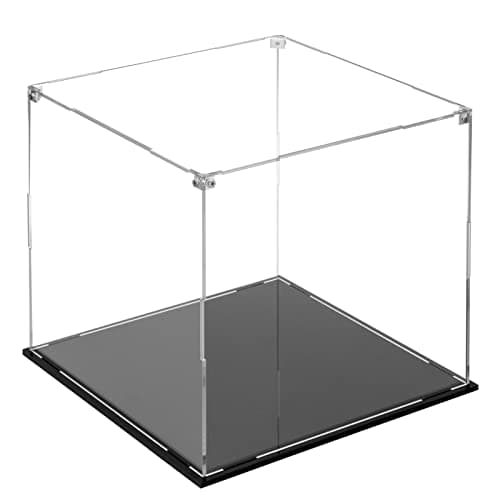 Cliselda Clear Acrylic Display Case with Black Base 10x10x10 inch, Sturdy Acrylic Display Box Countertop Box, Assemble Dustproof Protection Showcase for Action Figures Toys Collectibles