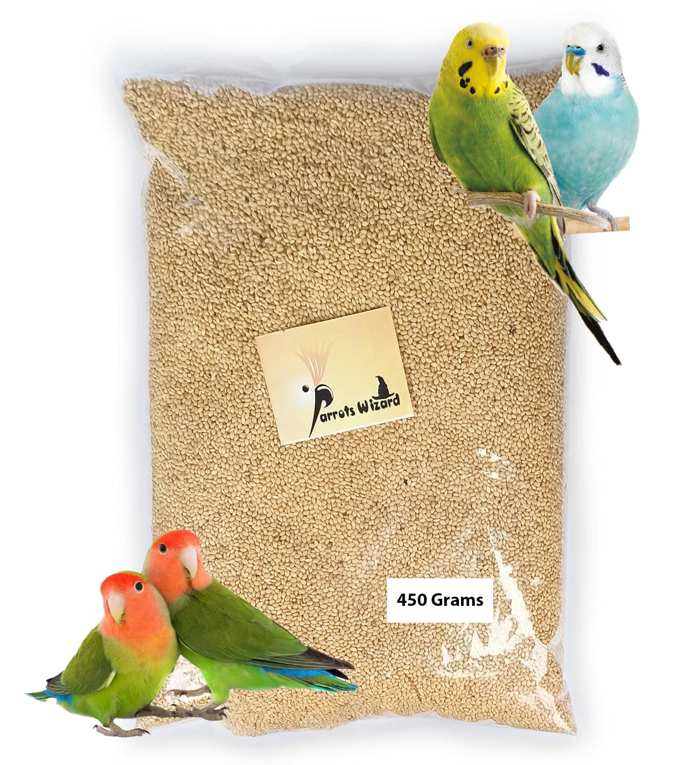 Parrots Wizard Foxtail Millet (Kangni), Bird Food for All Life Stages Canary, Finches, Waxbills, Budgies, Lovebirds, Cockatiels, Parrots & Parakeets, 450 g