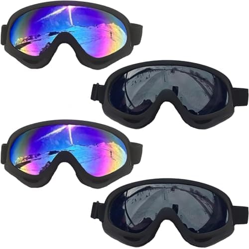 Guimertt 4 Pack Motorcycle Goggles, Atv Dirt Bike Dustproof Ski Goggles for Men Women Kids & Youth UV Protection