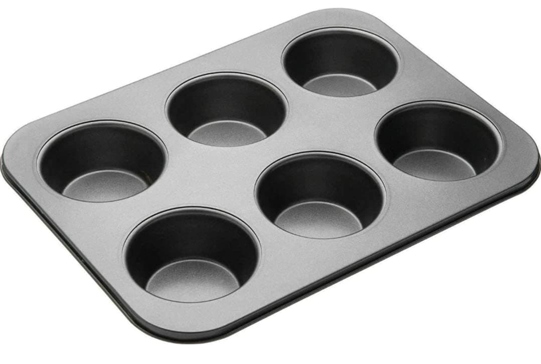 HUSAINI MART 6 Slot Round Shape Carbon Steel Aluminum Muffin Cupcake Mould Case Bakeware Pan 6 Cavities Tray Mould Maker Mold Tray