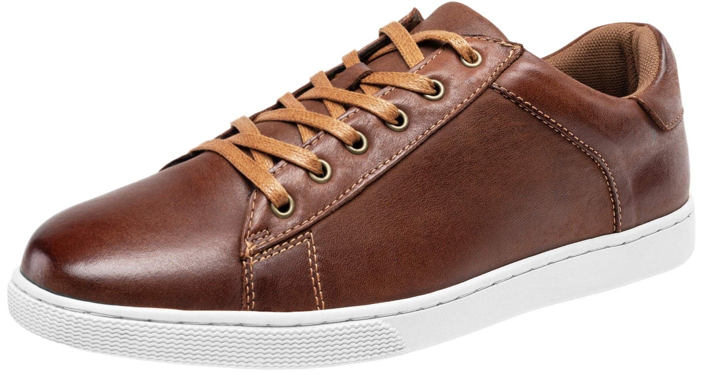 Jousen Men s Casual Shoes Leather Dress Sneakers Business Casual Shoes for Men Breathable Fashion Sneakers MY852 Red Brown 105
