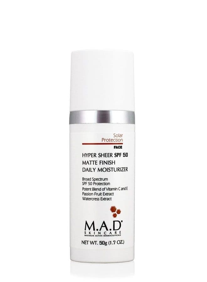 M.A.D SKINCARE SOLAR PROTECTION: Hyper Sheer Matte Finish SPF 50 Daily Moisturizer - 50g