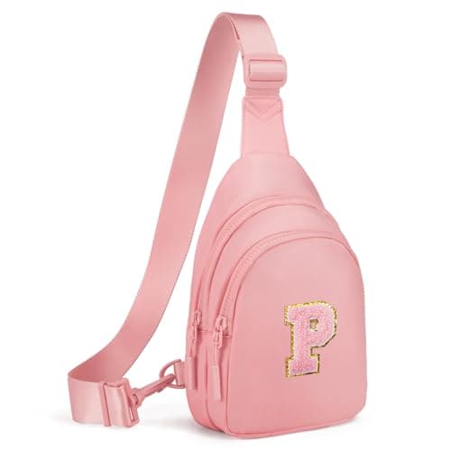Viverte Easter Gifts for Teen Girls 3 4 5 6 7 8 9 10 11 Year Old Girls Birthday Gifts for Best Friends Personalized Gifts for Women Preppy Stuff Small Initial Sling Bag Light PinkP