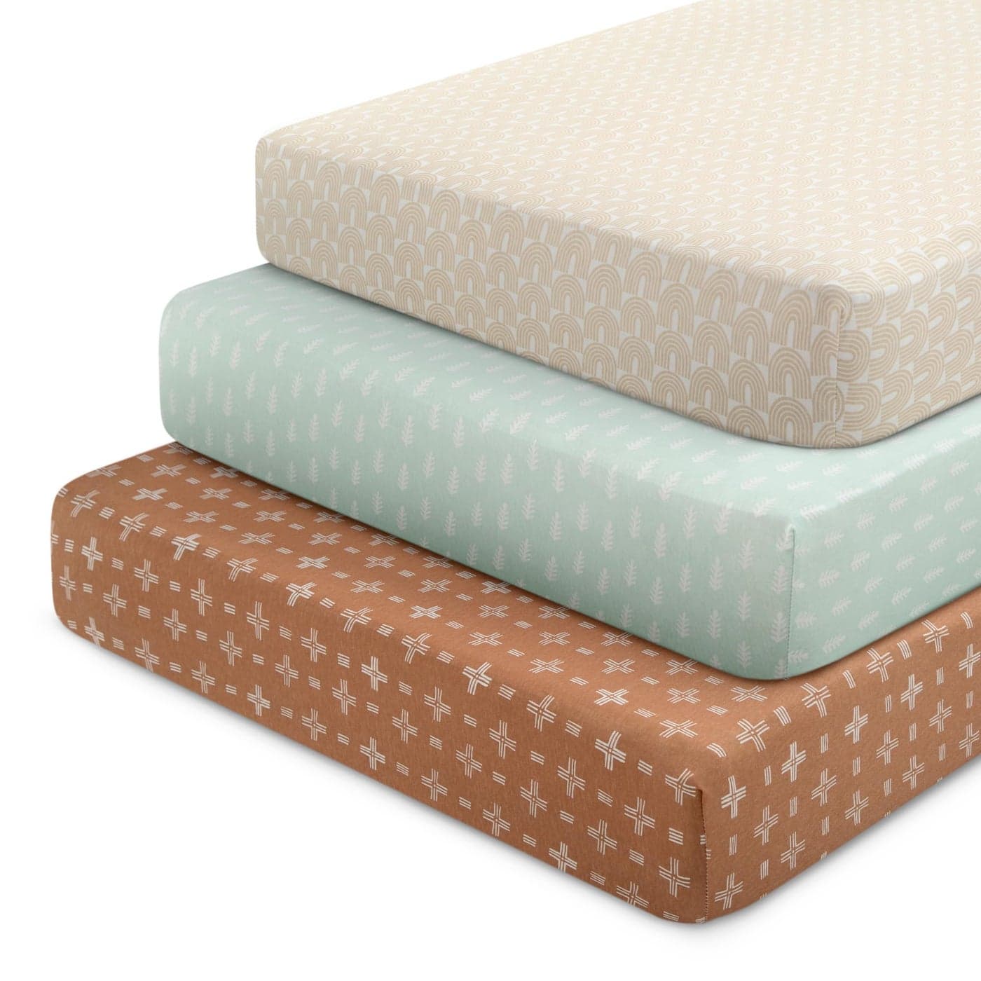 Delta Children Fitted Crib Sheets for Girls and Boys 100 Organic Cotton Crib Sheet for Standard Crib and Toddler Mattresses 28x52 Inch GOTS Certified Pack of 3 Neutral Boho
