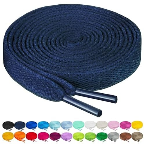 Birch Shoelaces in 27 Colors Flat 5/16" Shoe Laces in 4 Different Lengths (56" (142cm), Navy)