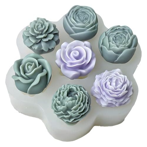 7 Cavities Flower Mold Multiple Style Soap Candle Mold Silicone 3D Molds for Candy Home Decor Resin Casting Making Molds