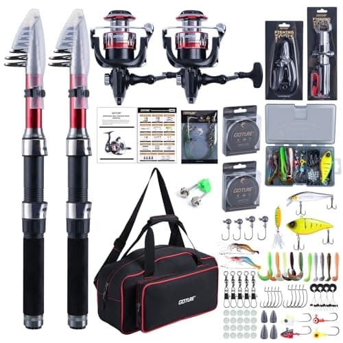 Goture Fishing Rod and Reel Combos2PCS Telescopic Fishing Pole2PCS Spinning Reels with Carrier Bag18M27M Telescopic Rod Reel Kit for Starter Travel Saltwater FreshwaterGifts for Men
