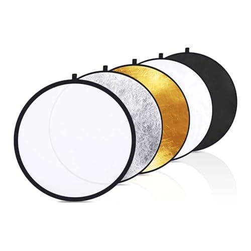 Welborn 5-in-1 Collapsible Light Reflector 43" (110cm) – Gold, Silver, White, Black & Translucent Photography Diffuser for Studio & Outdoor Shoots