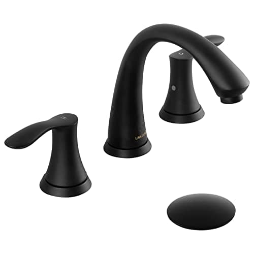 Matte Black Bathroom Faucet 3 Hole, Lava Odoro 8 inch Widespread Bathroom Faucet 2 Handle Bathroom Sink Faucet Vanity Faucet with Pop up Drain Assembly, BF405-MB